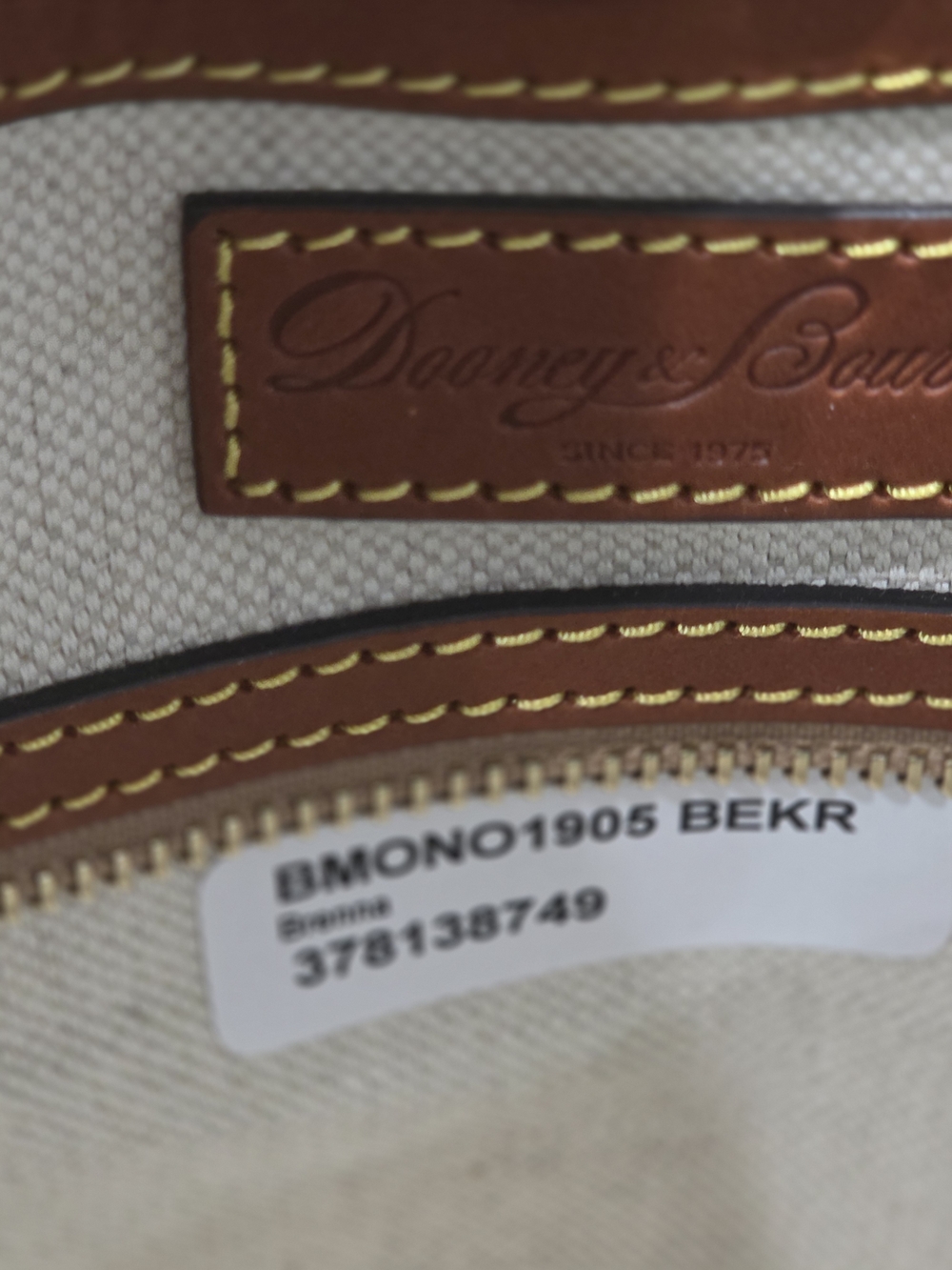 Dooney & Bourke White Satchel with Tan DB Monogram - Picture 6 of 7